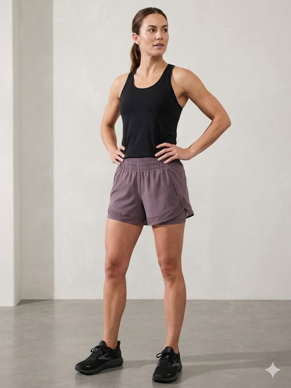 Athleta Damask Mauve Mesh Racer Run 4" Lined Running Shorts Size Small